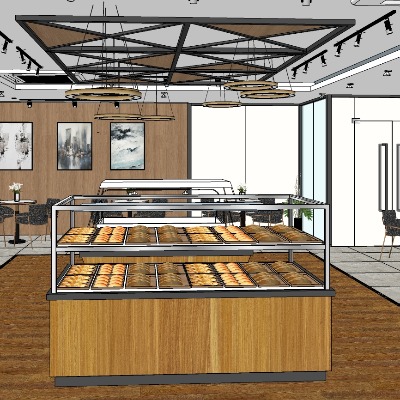  现代面包店su模型下载 