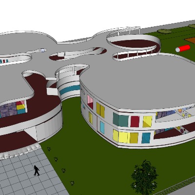  现代幼儿园su模型下载 