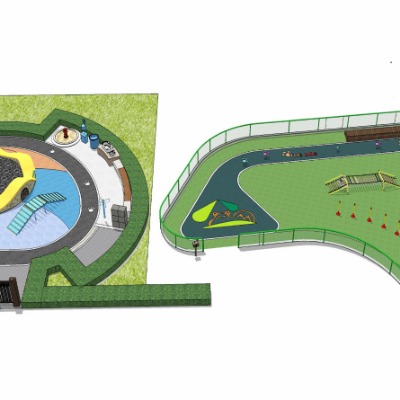  现代住宅小区儿童乐园su模型下载 