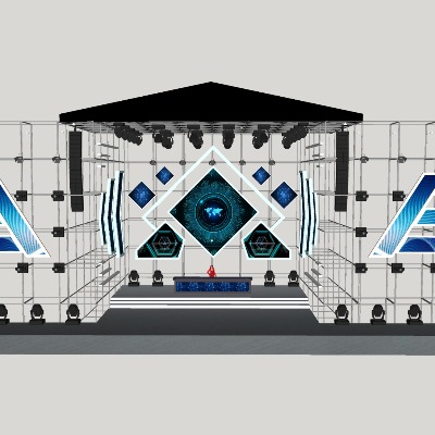  现代舞台su模型下载 