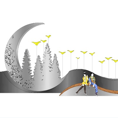  现代户外公用椅su模型下载 
