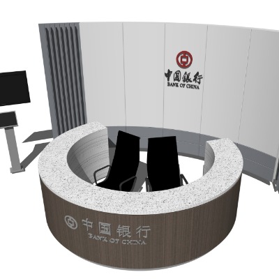  现代弧形收银台接待台su模型下载 