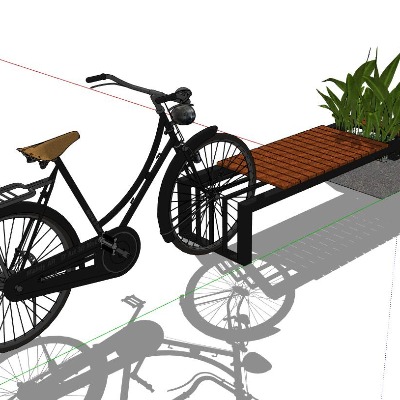 现代户外公用椅su模型下载 