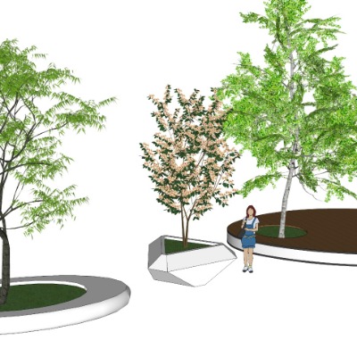  现代树池坐凳su模型下载 