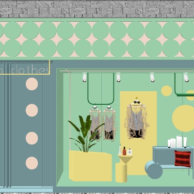  现代店铺橱窗su模型下载 