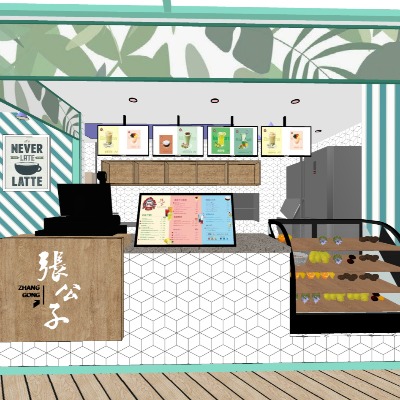  北欧奶茶店su模型下载 