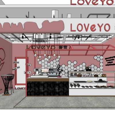  北欧奶茶店su模型下载 