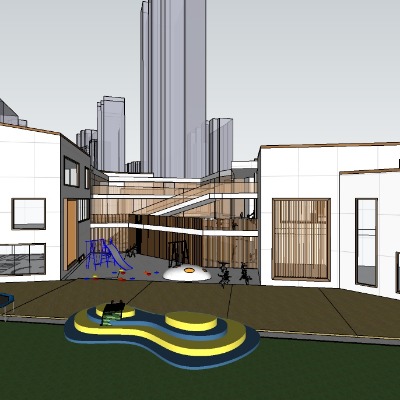  现代幼儿园su模型下载 