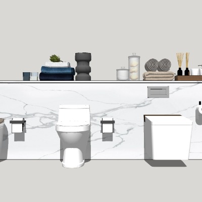  现代抽水马桶su模型下载 