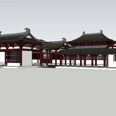  中式古建寺庙su模型下载 