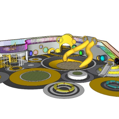  现代户外儿童游乐场su模型下载 