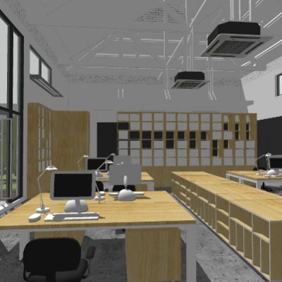  现代卡座办公室su模型下载 