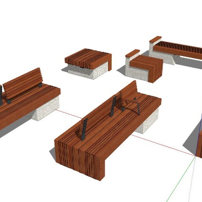  现代户外公用椅su模型下载 
