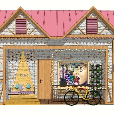  北欧家居橱窗su模型下载 