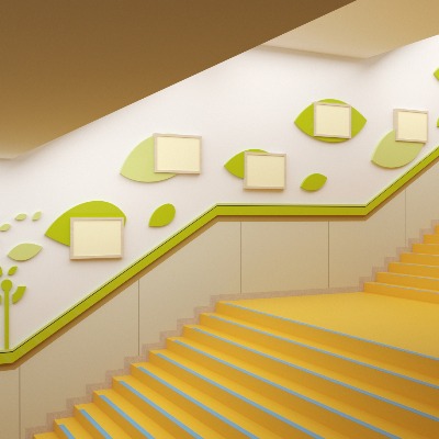  现代幼儿园楼梯文化su模型下载 