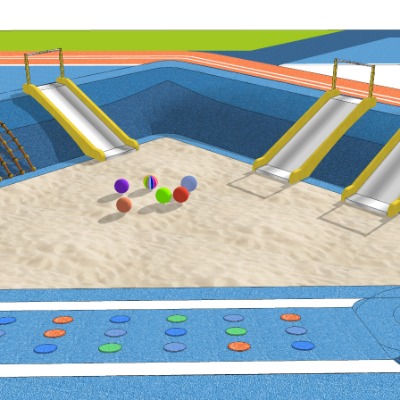  现代儿童沙坑滑梯su模型下载 