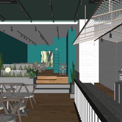  北欧奶茶店su模型下载 