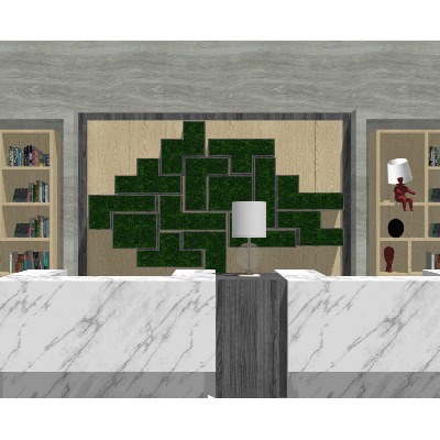  现代大理石前台su模型下载 