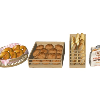  现代面包甜甜圈su模型下载 