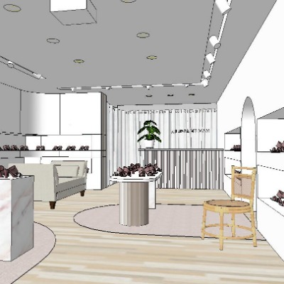  现代美甲店su模型下载 