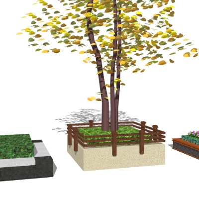  现代树池坐凳su模型下载 