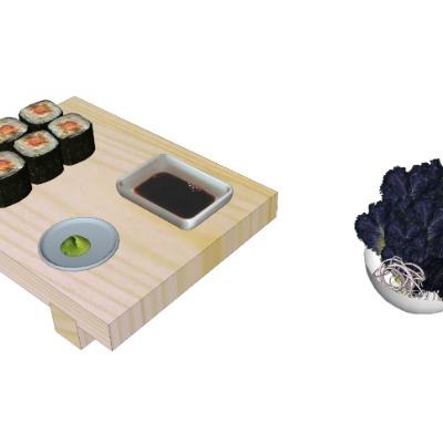  现代寿司青菜su模型下载 