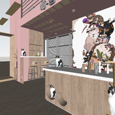  现代宠物店su模型下载 