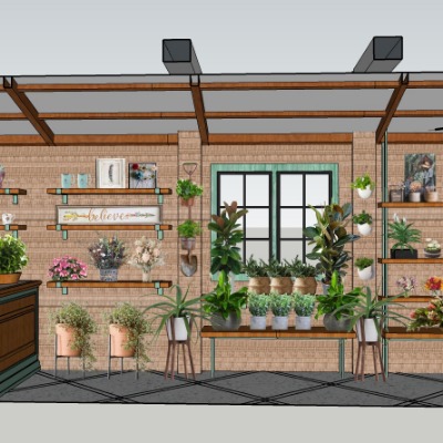  现代花店su模型下载 