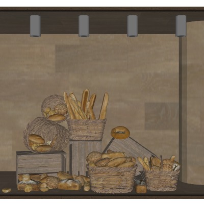  现代面包店橱窗su模型下载 