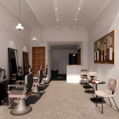  北欧轻奢小型理发店su模型下载 