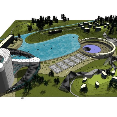  现代城市规划su模型下载 