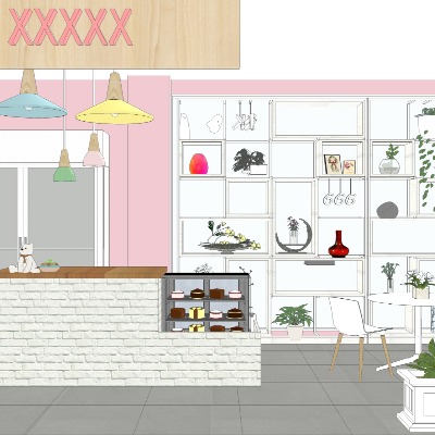  北欧奶茶店su模型下载 