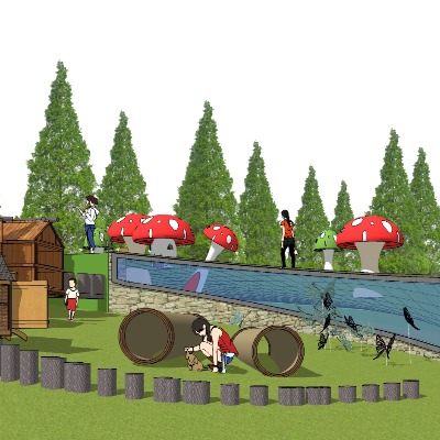  现代公园宠物乐园su模型下载 