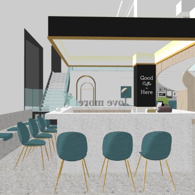  北欧奶茶店su模型下载 