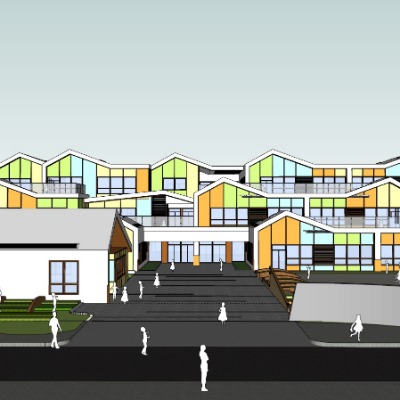  现代幼儿园su模型下载 