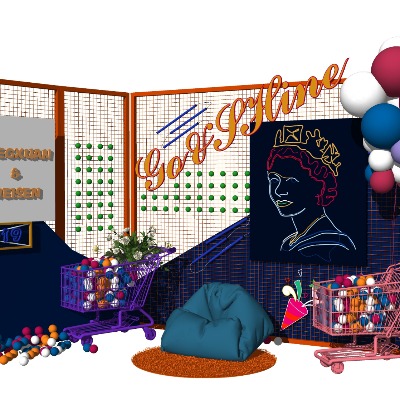  现代家居橱窗su模型下载 