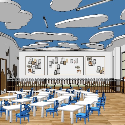  现代幼儿园教室su模型下载 