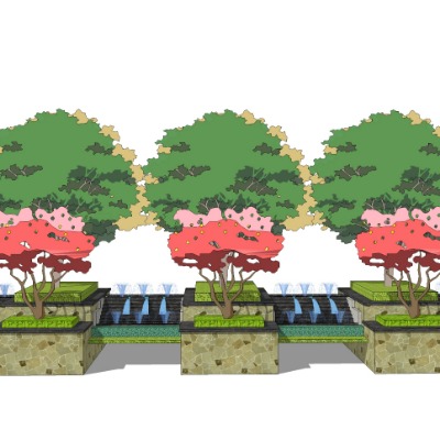  现代树池坐凳su模型下载 