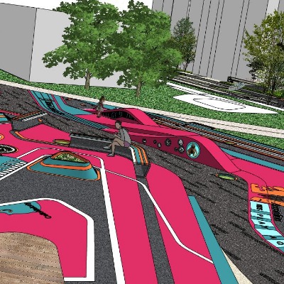  现代小区儿童游乐场su模型下载 