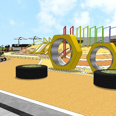  现代游乐场su模型下载 