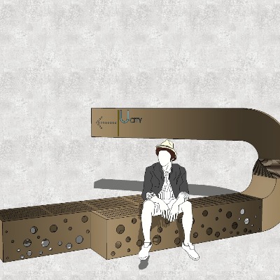  现代商业街座椅su模型下载 