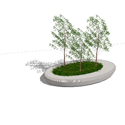  现代异形树池坐凳su模型下载 