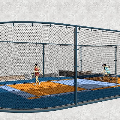  现代羽毛球场su模型下载 