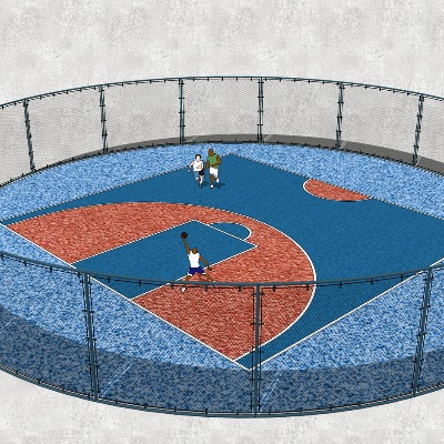  现代篮球场su模型下载 