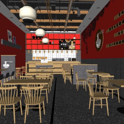  现代面馆su模型下载 