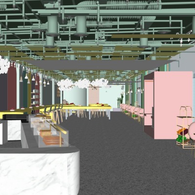  现代甜品店su模型下载 