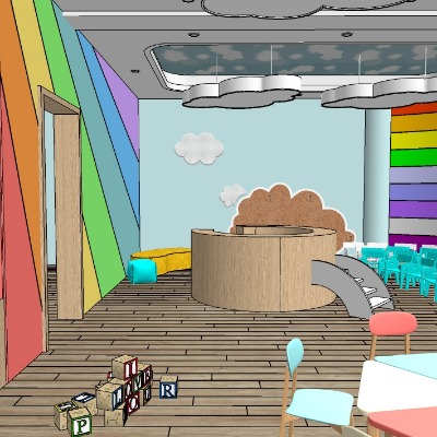  现代幼儿园室早教中心su模型下载 