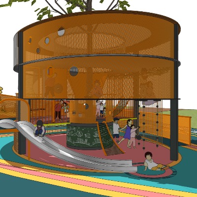 现代儿童游乐场su模型下载 