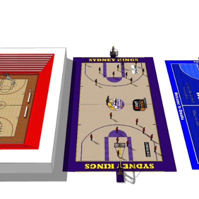  现代篮球场su模型下载 