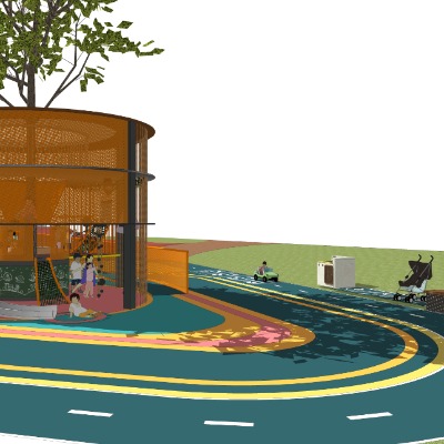  现代公园儿童游乐园su模型下载 